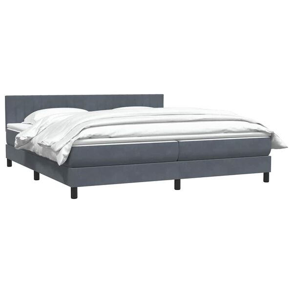 vidaXL Sommier &agrave; lattes de lit et matelas gris fonc&eacute; 180x210cm velours