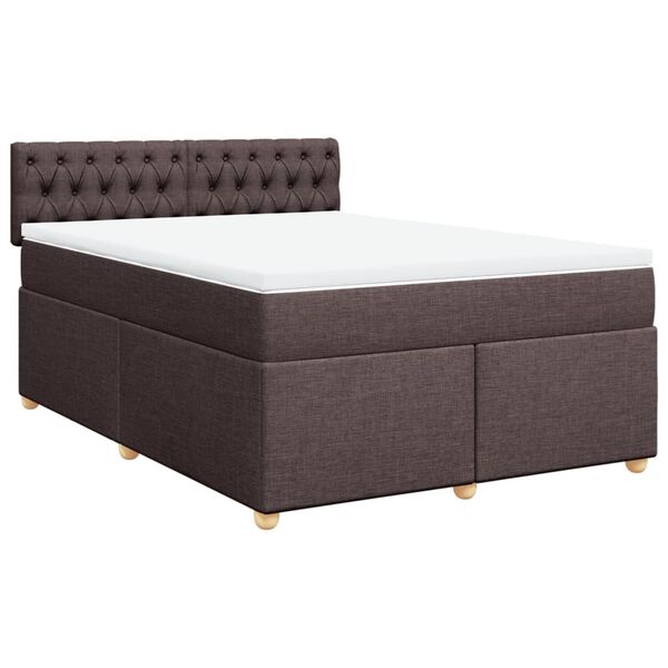 vidaXL Sommier &agrave; lattes de lit avec matelas Marron fonc&eacute; 140x190 cm