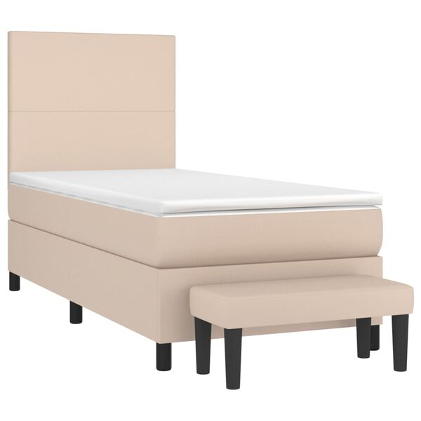 vidaXL Sommier &agrave; lattes de lit avec matelas Cappuccino 100x200 cm