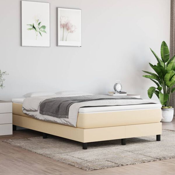 vidaXL Sommier &agrave; lattes de lit avec matelas Cr&egrave;me 120x200 cm Tissu