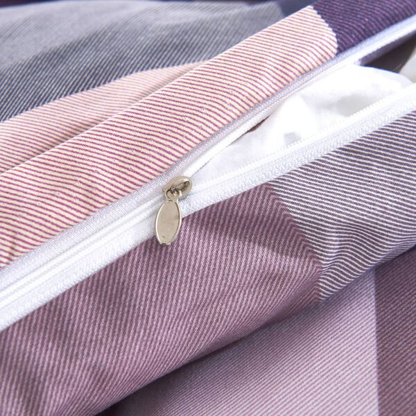 vidaXL Jeu de housse de couette Carreaux Violet 155x220/80x80 cm