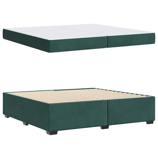 vidaXL Cadre de lit avec matelas Vert fonc&eacute; 200 x 200 cm tissu