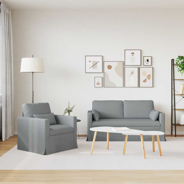 vidaXL Canap&eacute; 2 pcs Gris clair 158 x 78 x 80 cm tissu