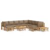 vidaXL Salon de jardin 12 pcs avec coussins taupe bambou