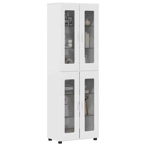 vidaXL Haut Armoire avec porte FLORIN Blanc brillant 60 x 35 x 182 cm