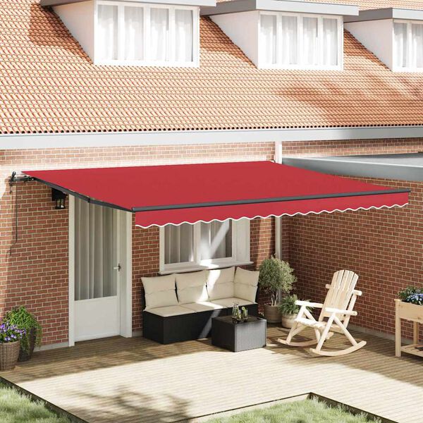 vidaXL Auvent R&eacute;tractable Rouge 450 &times; 350 cm Tissu et Aluminium