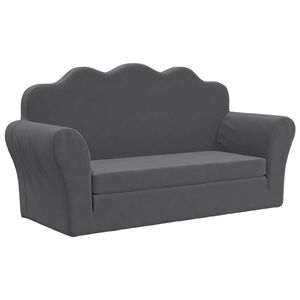 vidaXL Canap&eacute;-lit pour enfants 2 places anthracite peluche douce