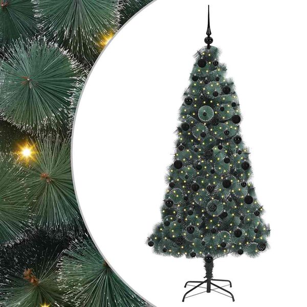 vidaXL Arbre de No&euml;l artificiel pr&eacute;-&eacute;clair&eacute; avec ensemble de boules