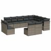 vidaXL Salon de jardin avec coussins 12 pcs gris r&eacute;sine tress&eacute;e