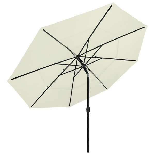 vidaXL Parasol de jardin &agrave; 3 niveaux avec m&acirc;t en aluminium sable 3,5 m