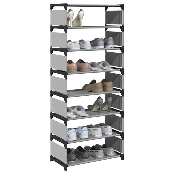 vidaXL Étagère à chaussures 8 niveaux gris 54x28x124cm tissu non-tissé