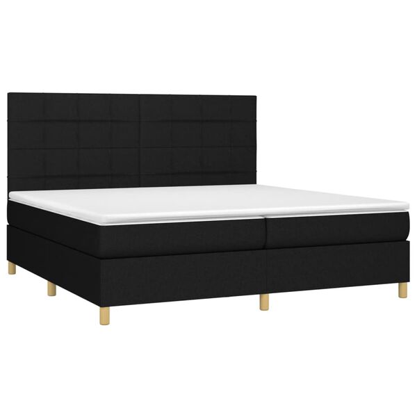 vidaXL Sommier &agrave; lattes de lit avec matelas Noir 200x200 cm Tissu