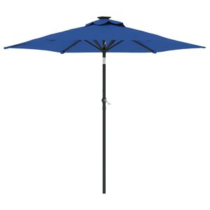 vidaXL Parasol de jardin LED m&acirc;t en acier bleu azur&eacute; 225x225x212 cm