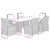 vidaXL Ensemble &agrave; manger de jardin et coussins 7 pcs gris rotin