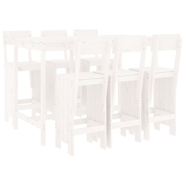 vidaXL Ensemble de bar de jardin 7 pcs blanc bois de pin massif