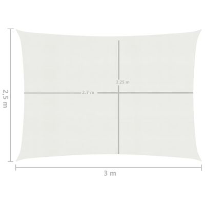 vidaXL Voile d'ombrage 160 g/m² Blanc 2,5x3 m PEHD