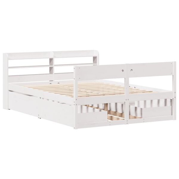 vidaXL Cadre de lit sans matelas blanc 135x190 cm bois de pin massif