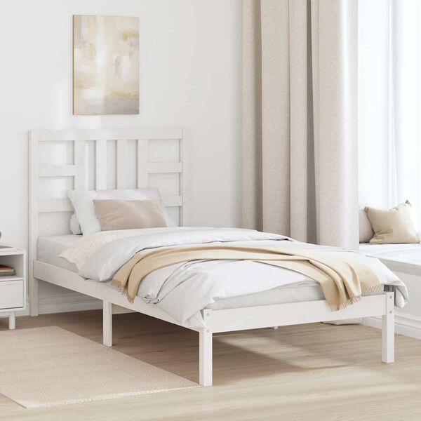 vidaXL Cadre de lit sans matelas blanc 90x190 cm bois massif