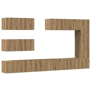 vidaXL Ensemble de meuble TV mural 7 pcs ch&ecirc;ne artisanal