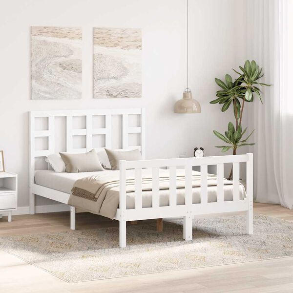 vidaXL Cadre de lit sans matelas blanc bois de pin massif
