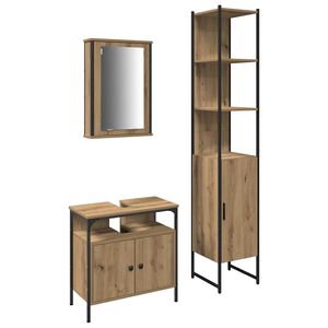 vidaXL Ensemble de mobilier de salle de bain 3 pcs Ch&ecirc;ne artisanal