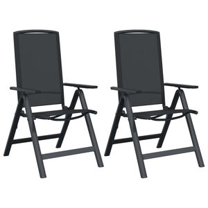vidaXL Chaises de jardin inclinables 2 pc Noir Textil&egrave;ne