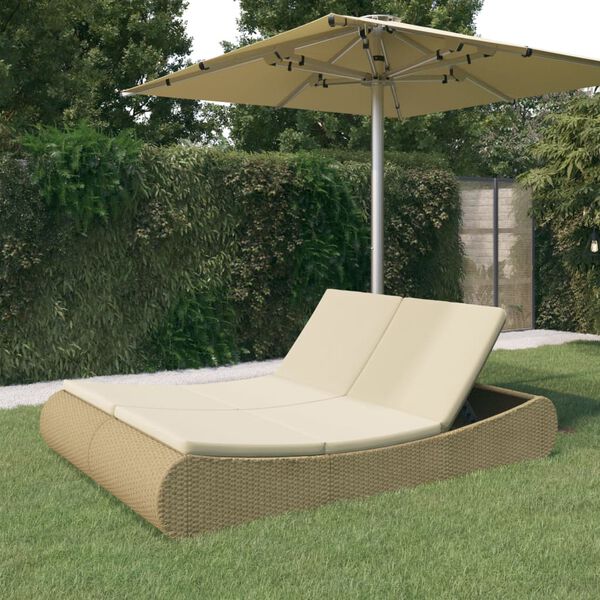 vidaXL Chaise longue d'ext&eacute;rieur R&eacute;sine tress&eacute;e Beige