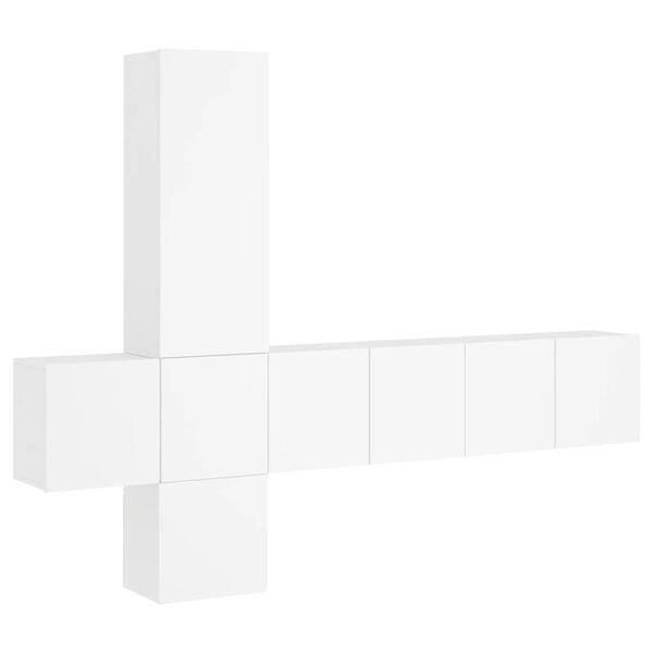 vidaXL Unit&eacute;s murales TV 5 pcs blanc bois d'ing&eacute;nierie