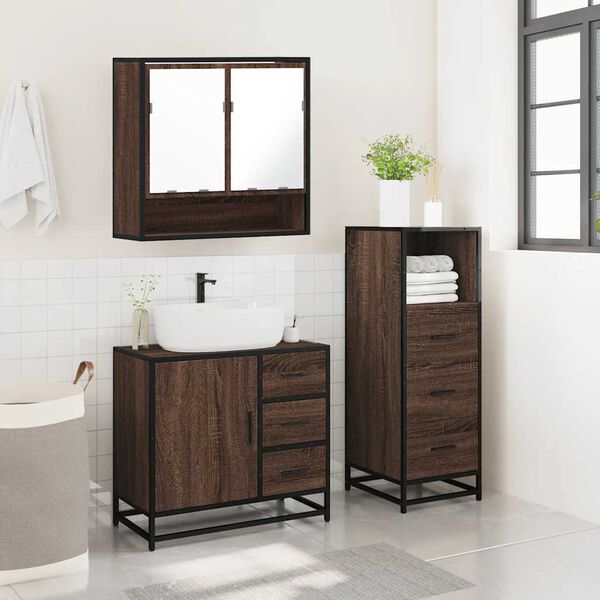 vidaXL Ensemble de meubles de salle de bain 3 pcs Chêne marron