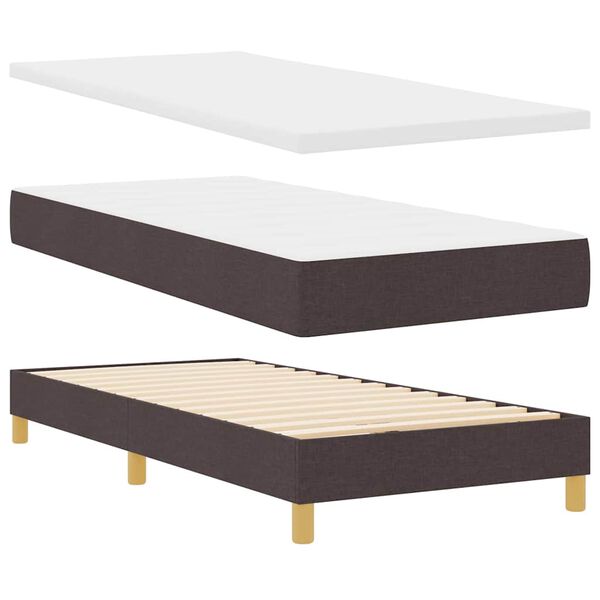 vidaXL Lit &agrave; ressorts avec matelas Marron fonc&eacute; 200 x 90 cm Polyester