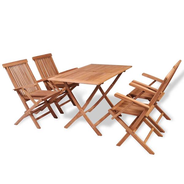 vidaXL Ensemble à manger de jardin 5 pcs Bois de teck massif