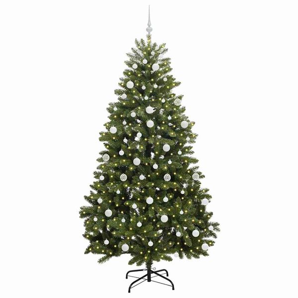 vidaXL Sapin de No&euml;l artificiel avec 300 LED Vert 210 cm PVC et m&eacute;tal