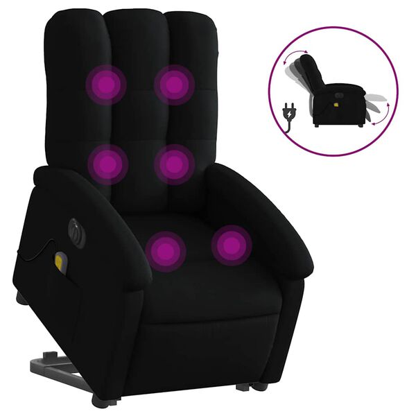vidaXL Fauteuil inclinable de massage &eacute;lectrique Noir Tissu