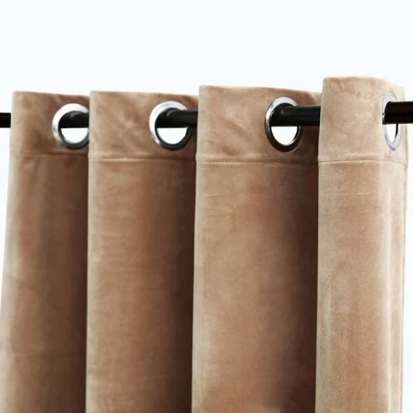 vidaXL Rideaux occultants avec anneaux 2 pcs Velours Beige 140x245 cm