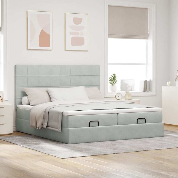 VidaXL Cadre de lit ottoman et matelas gris clair 160x200cm velours