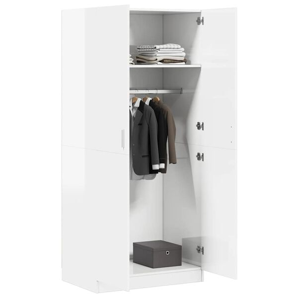 vidaXL Garde-robe Blanc brillant 80x52x180 cm Bois d&rsquo;ing&eacute;nierie