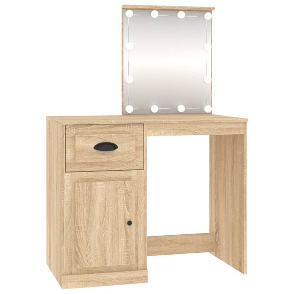 vidaXL Coiffeuse avec LED chêne sonoma 90x50x132,5cm bois d'ingénierie