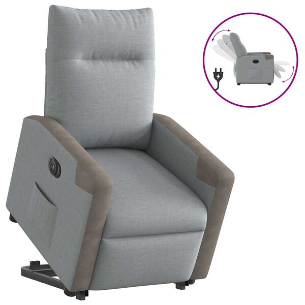 vidaXL Fauteuil inclinable &eacute;lectrique gris clair tissu