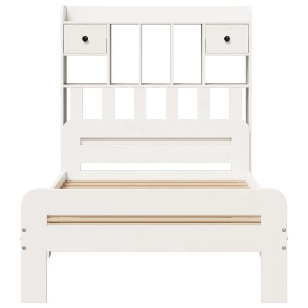 vidaXL Lit biblioth&egrave;que sans matelas blanc 75x190cm bois de pin massif