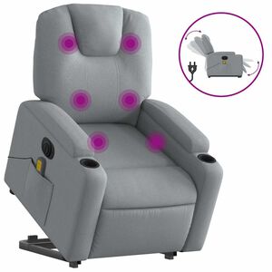 vidaXL Fauteuil inclinable de massage &eacute;lectrique Gris clair Tissu