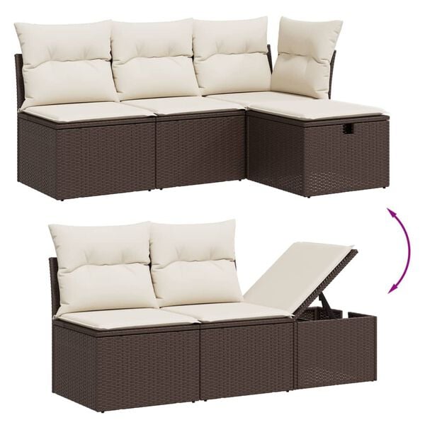 vidaXL Salon de jardin avec coussins 7 pcs marron r&eacute;sine tress&eacute;e