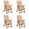 vidaXL Chaises de jardin inclinables 4 pc Naturel Bois d'Acacia Massif