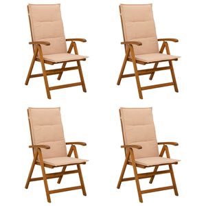 vidaXL Chaises de jardin inclinables 4 pc Naturel Bois d'Acacia Massif
