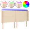 vidaXL T&ecirc;te de lit &agrave; LED Cr&egrave;me 183x16x118/128 cm Tissu