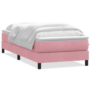 vidaXL Sommier &agrave; lattes de lit avec matelas rose 90x220 cm velours