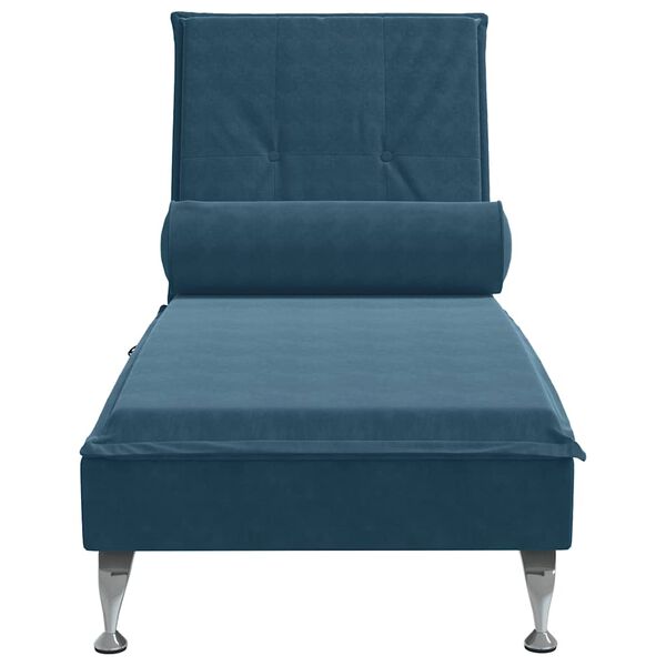 vidaXL Chaise longue de massage avec traversin bleu velours