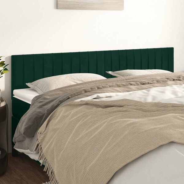 vidaXL T&ecirc;tes de lit Vert fonc&eacute; 160x5x78/88 cm Velours