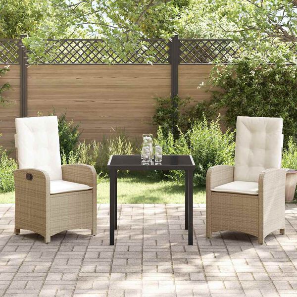 vidaXL Ensemble de salle &agrave; manger pour jardin 3 pcs Beige polyrotin