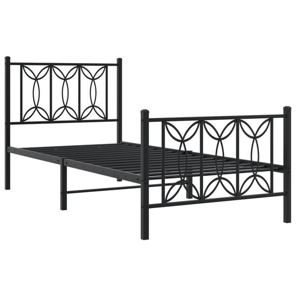 vidaXL Cadre de lit m&eacute;tal sans matelas avec pied de lit noir 90x200 cm
