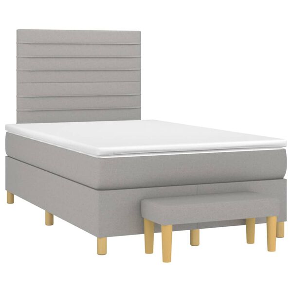 vidaXL Sommier &agrave; lattes de lit avec matelas Gris clair 120x200cm Tissu